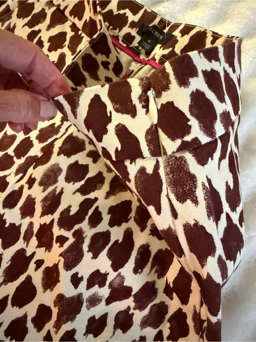 NWT J. Crew Classy Cream and Brown Animal Print Dress Shorts - Picture 6 of 9